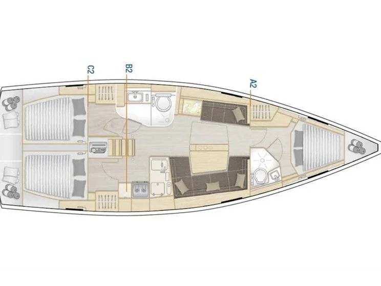 Grundriss der Yacht HANSE 418 - Mystique