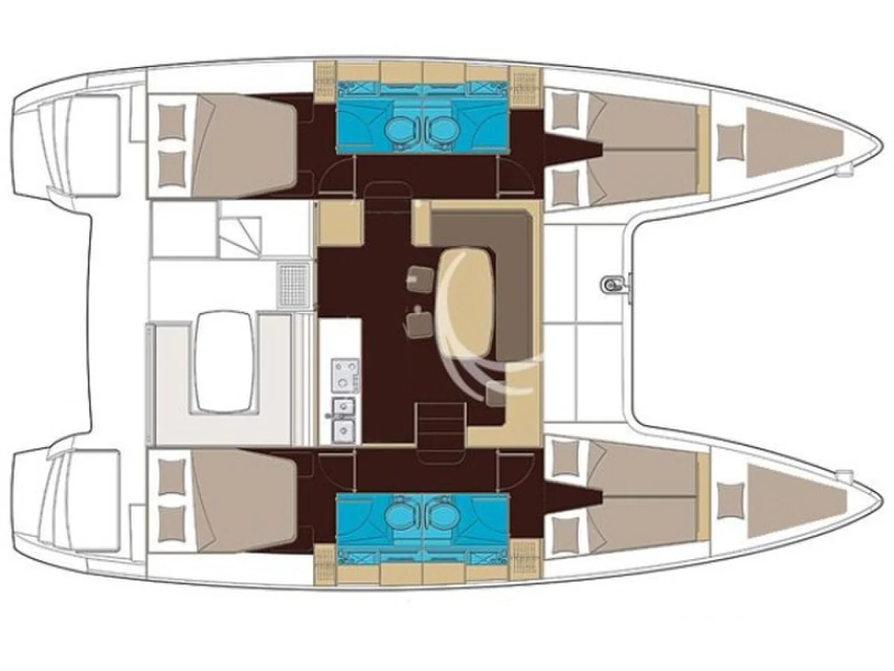 Grundriss der Yacht LAGOON 400 S2 - Footprints
