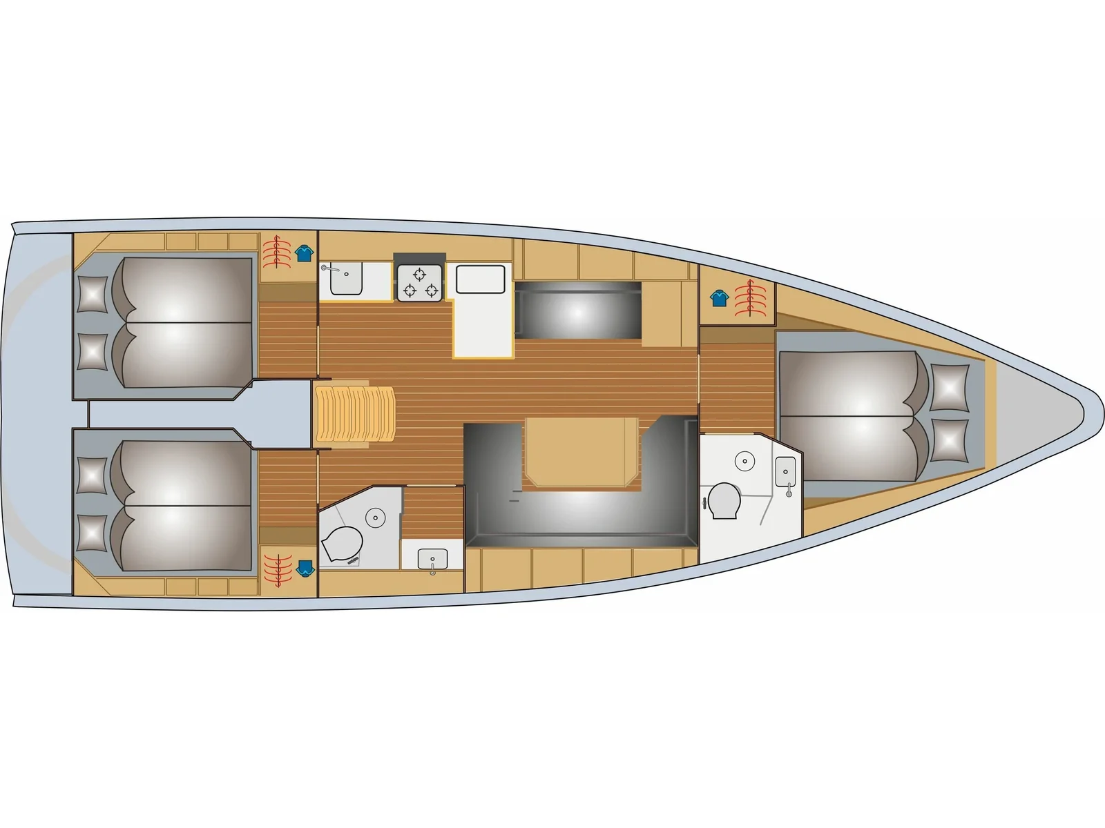 Grundriss der Yacht BAVARIA C42 - Nayjara II