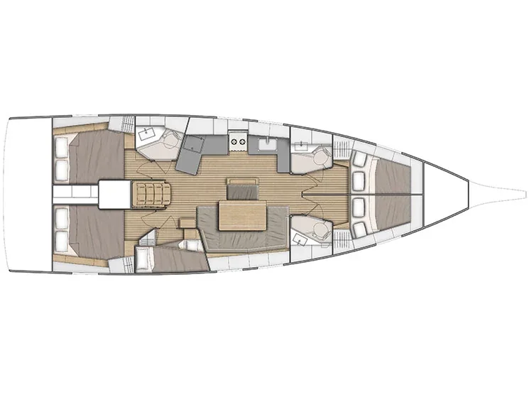 Grundriss der Yacht BENETEAU Oceanis 46.1 - Bar Bar