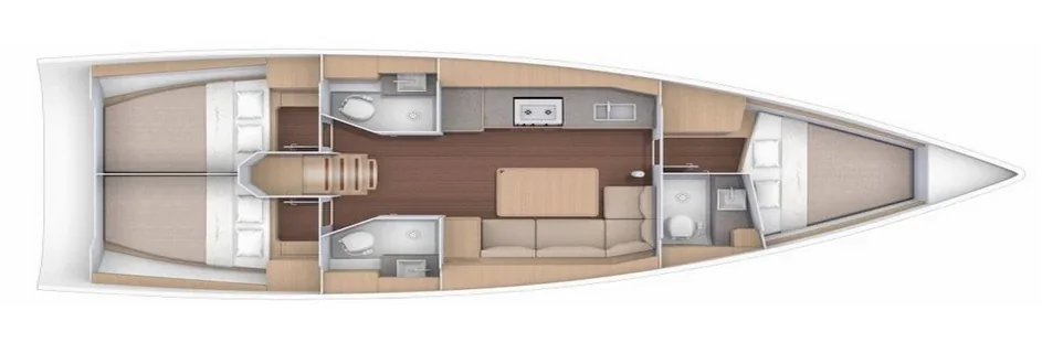 Grundriss der Yacht DUFOUR 390 Grand Large - Tiche