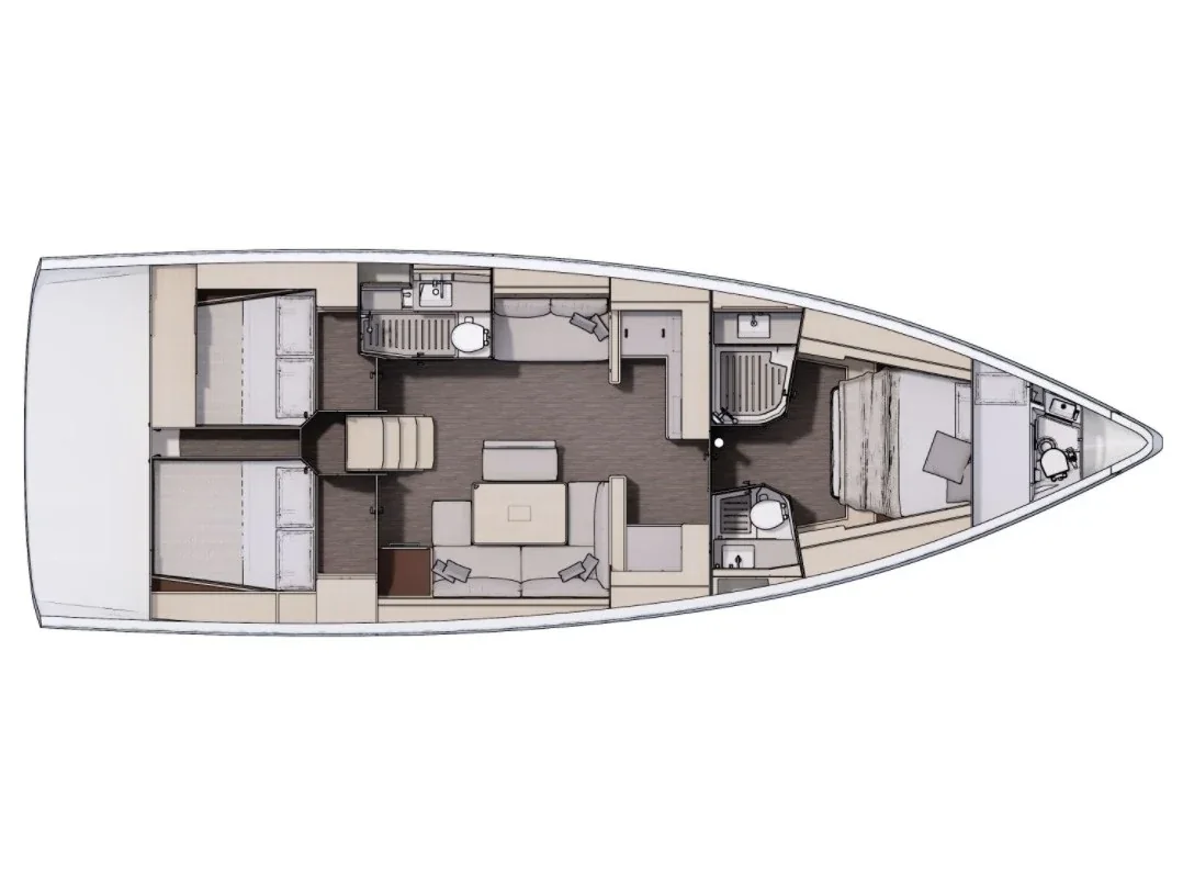 Grundriss der Yacht DUFOUR 470 - Angelique