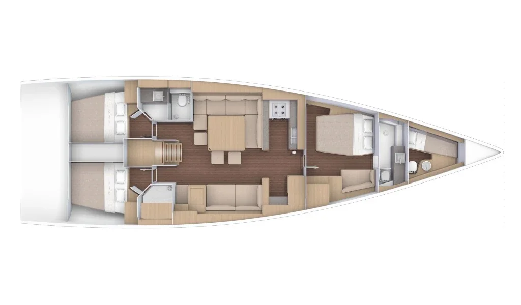 Grundriss der Yacht DUFOUR 56 Exclusive - Kabuki