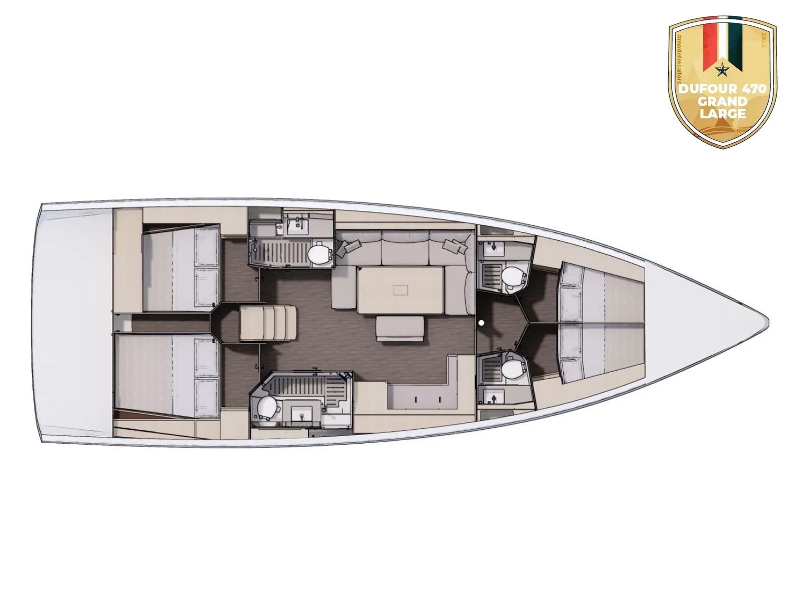 Grundriss der Yacht DUFOUR 470 - Piano