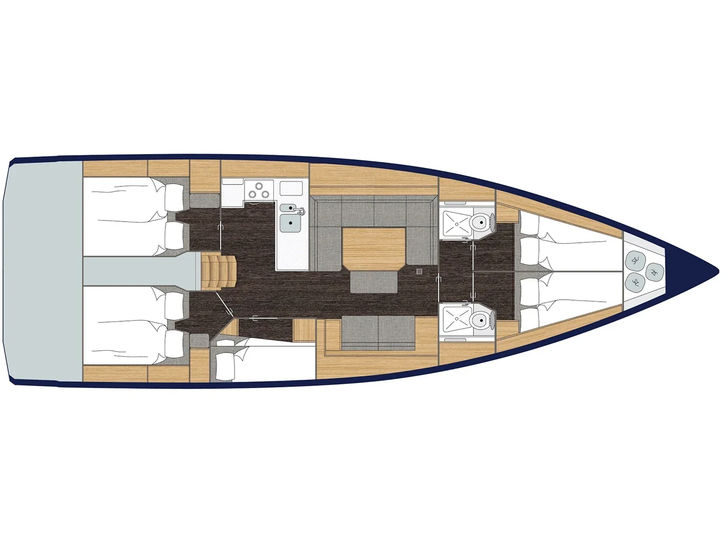 Grundriss der Yacht BAVARIA C45 Holiday - Alma Libre VIII