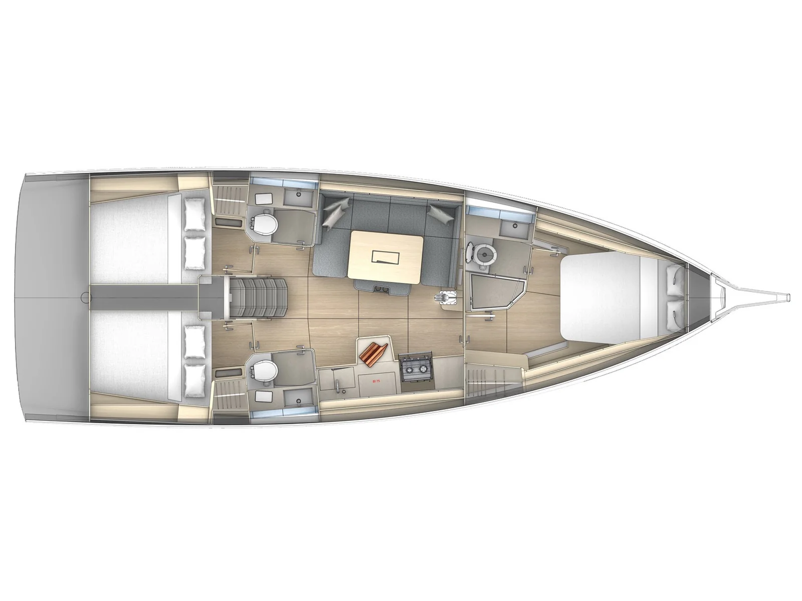 Grundriss der Yacht DUFOUR 41 - Amunì