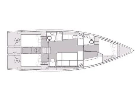 Grundriss der Yacht ELAN Impression 43 - Vekenega