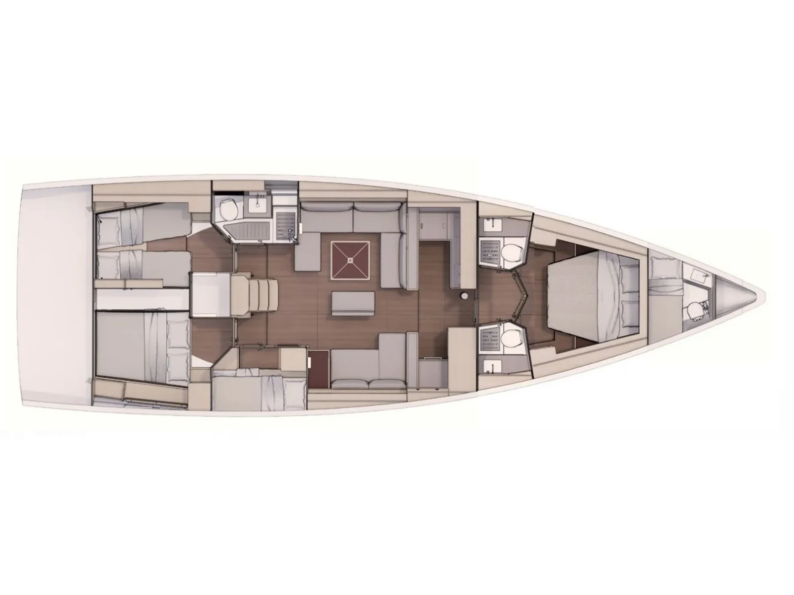 Grundriss der Yacht DUFOUR 530 Grand Large - Rhamnus