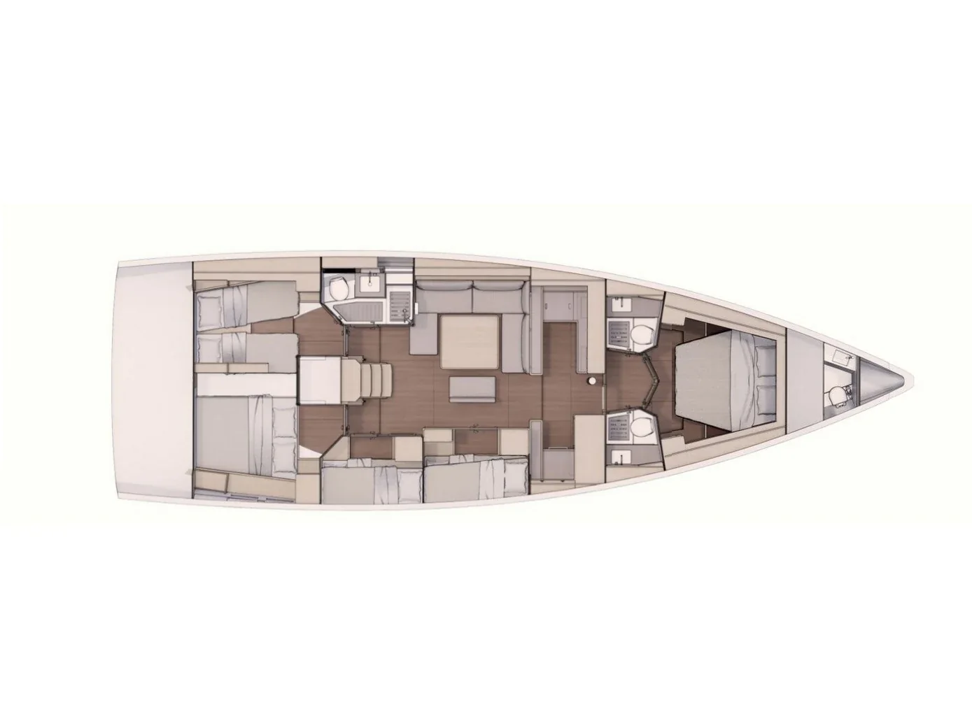 Grundriss der Yacht DUFOUR 530 Grand Large - Asperula