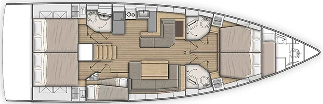 Grundriss der Yacht BENETEAU Oceanis 51.1 - Annezia Star
