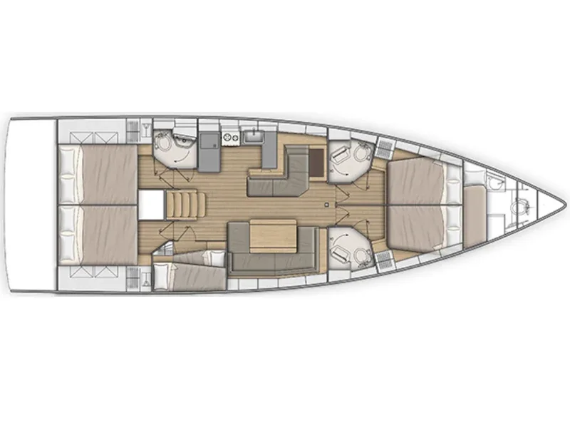 Grundriss der Yacht BENETEAU Oceanis 51.1 - Escape