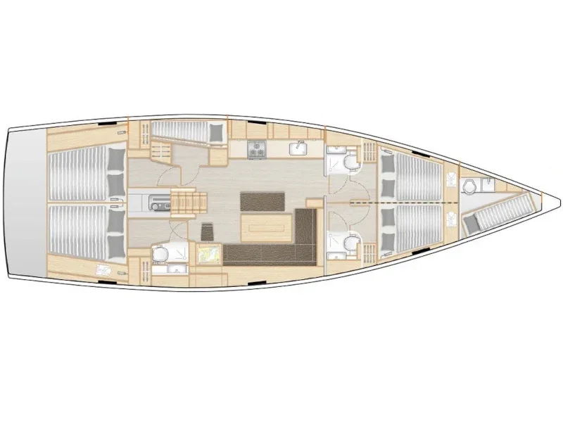 Grundriss der Yacht HANSE 508 - Aktea