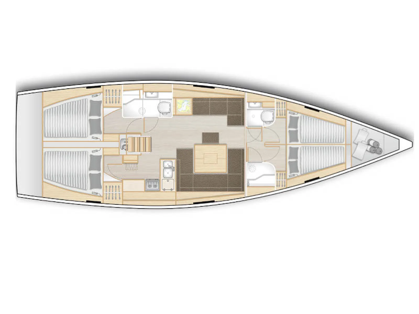 Grundriss der Yacht HANSE 458 - Bea