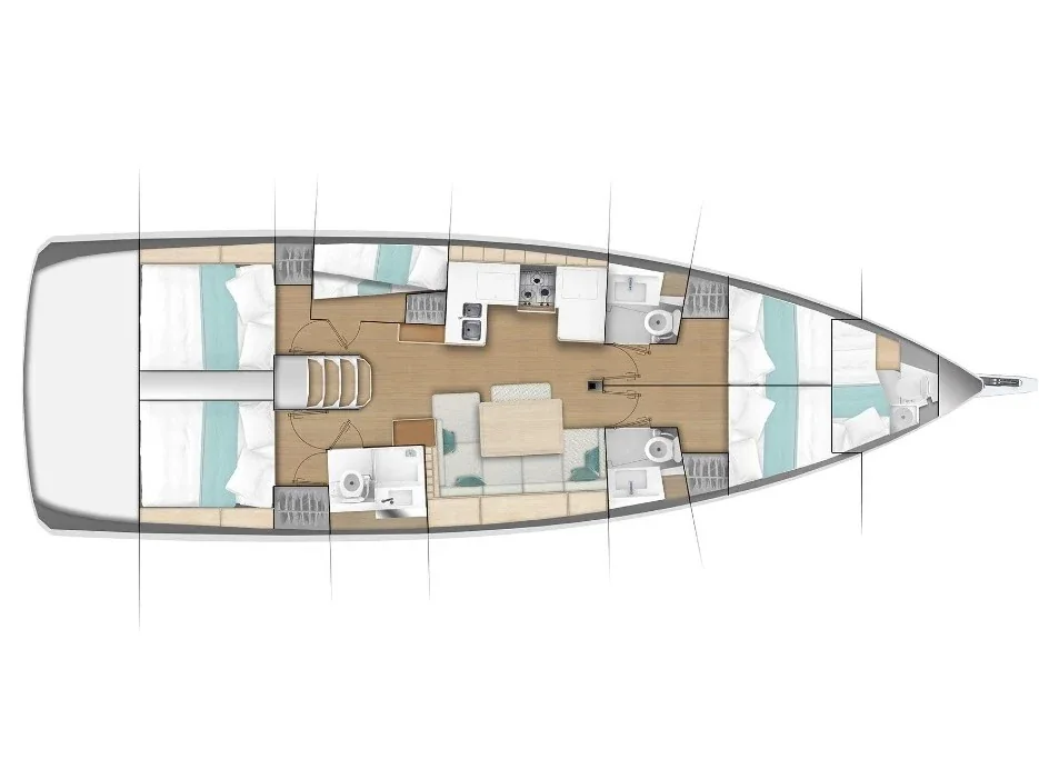 Grundriss der Yacht JEANNEAU Sun Odyssey 490 - Aqua Fun
