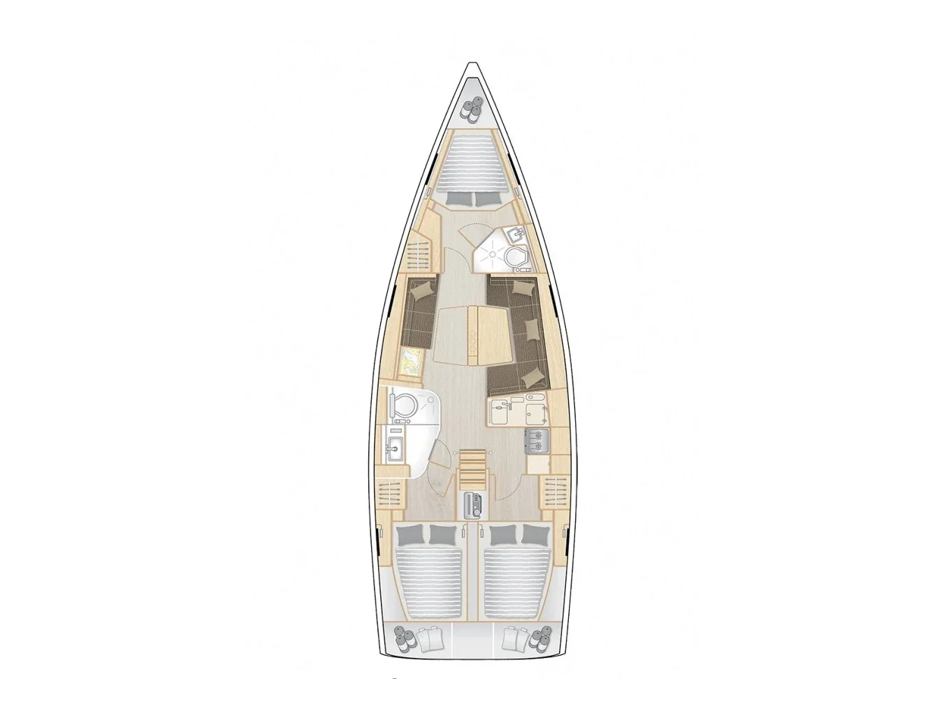 Grundriss der Yacht HANSE 418 - heNa