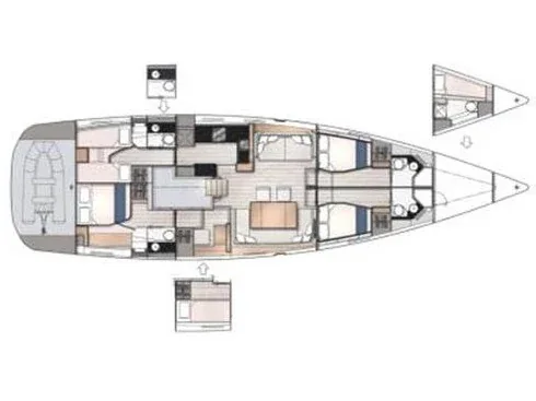 Grundriss der Yacht JEANNEAU 65 - Uranos