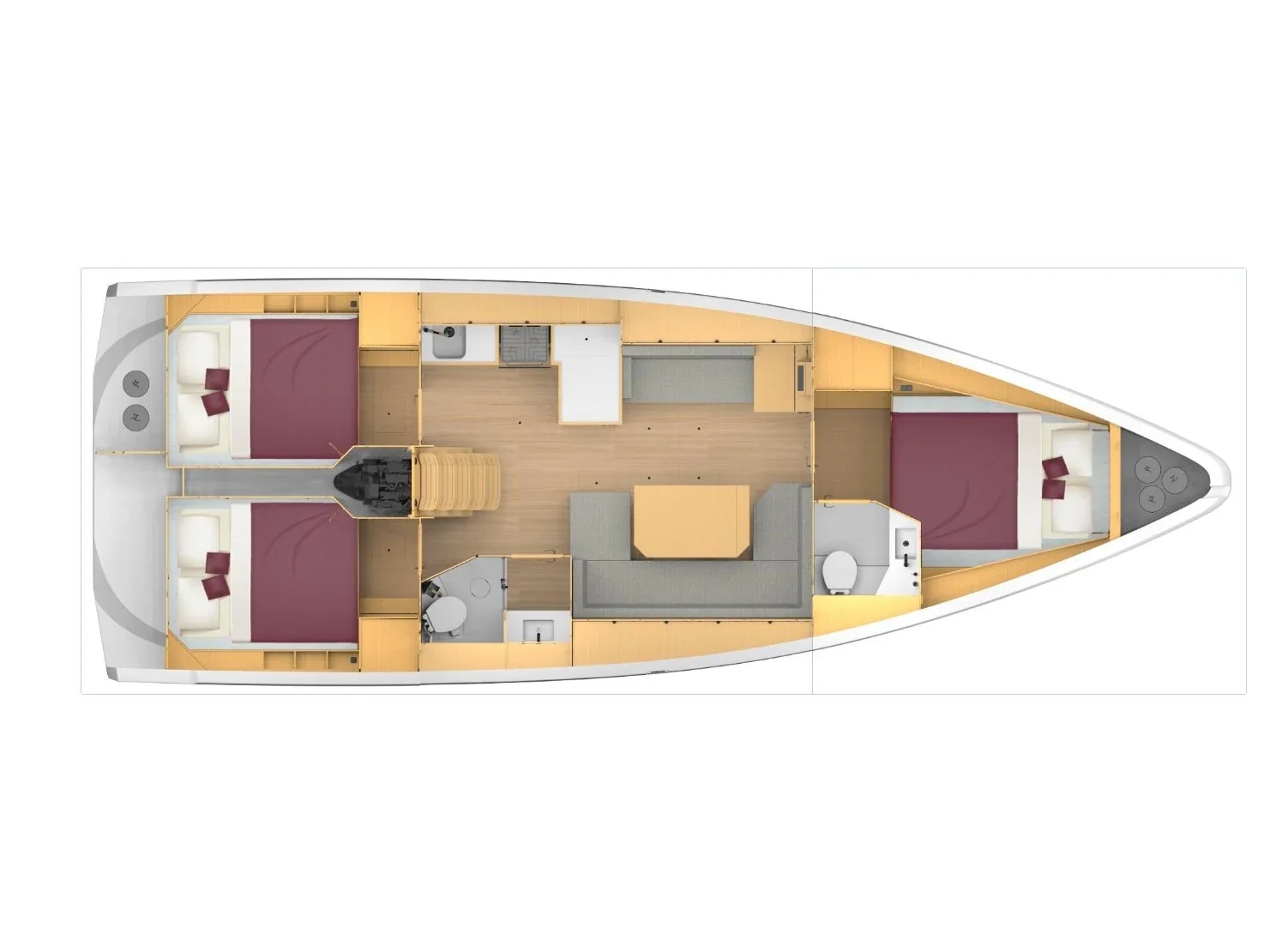 Grundriss der Yacht BAVARIA C42 - Amalia