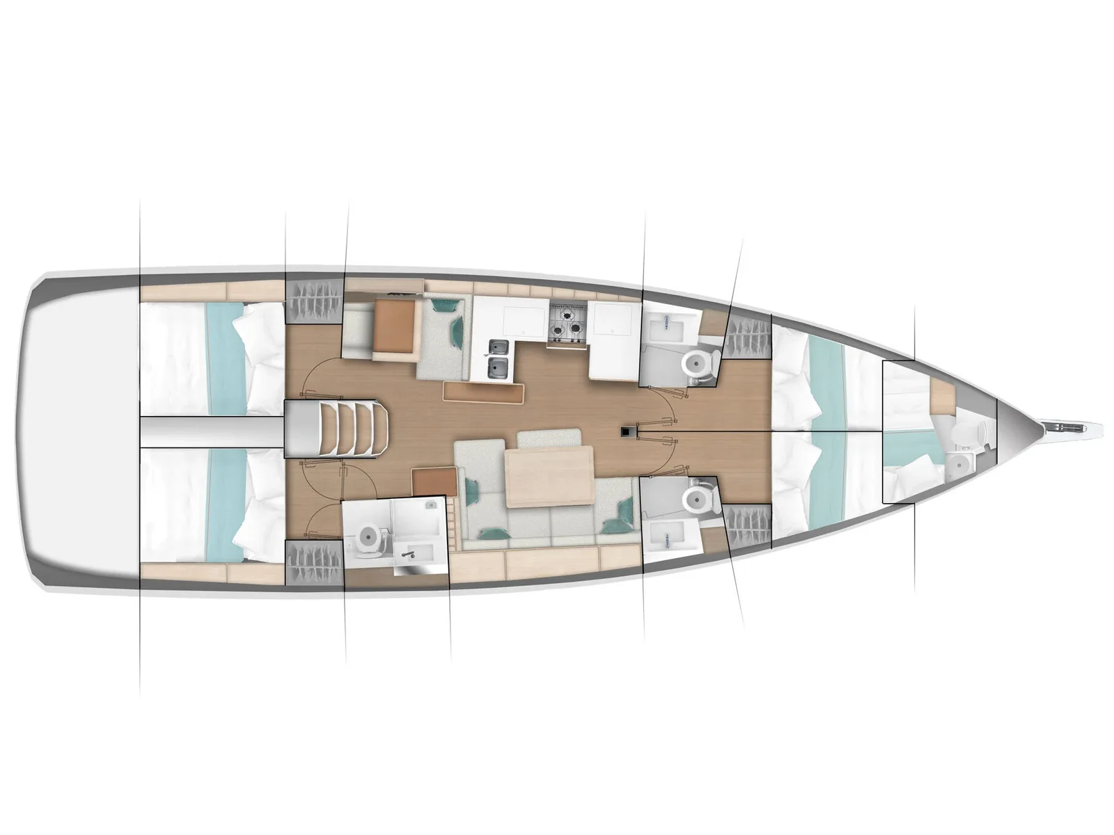 Grundriss der Yacht JEANNEAU Sun Odyssey 490 - ma cherie