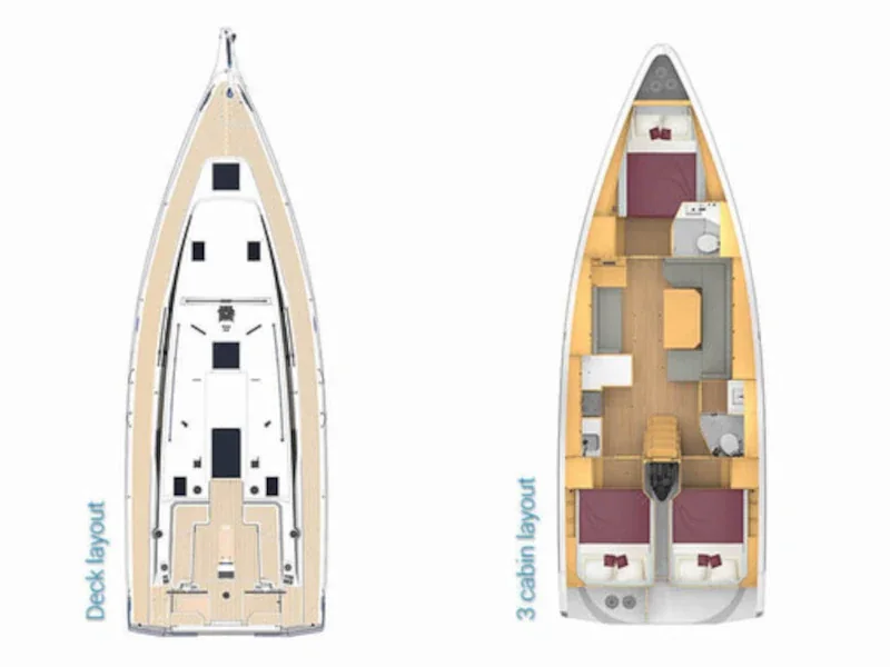 Grundriss der Yacht BAVARIA C42 - Karpouzi
