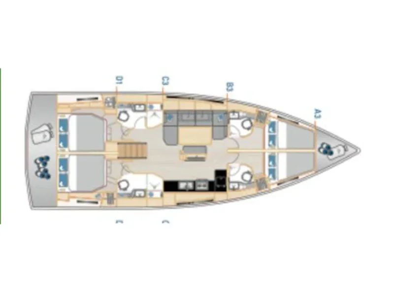 Grundriss der Yacht HANSE 460 - Janina