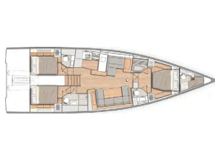 Grundriss der Yacht BENETEAU Oceanis 54 - Spring Song