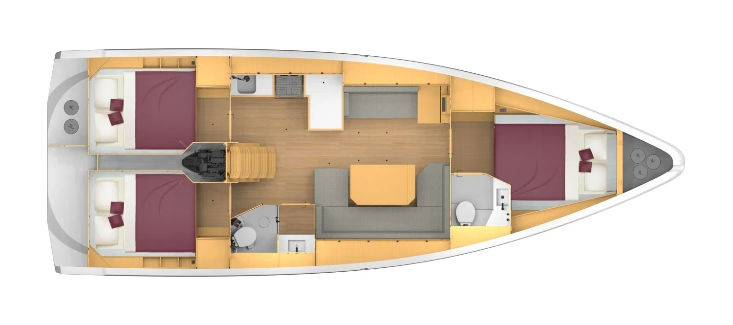 Grundriss der Yacht BAVARIA C42 - Seaduction