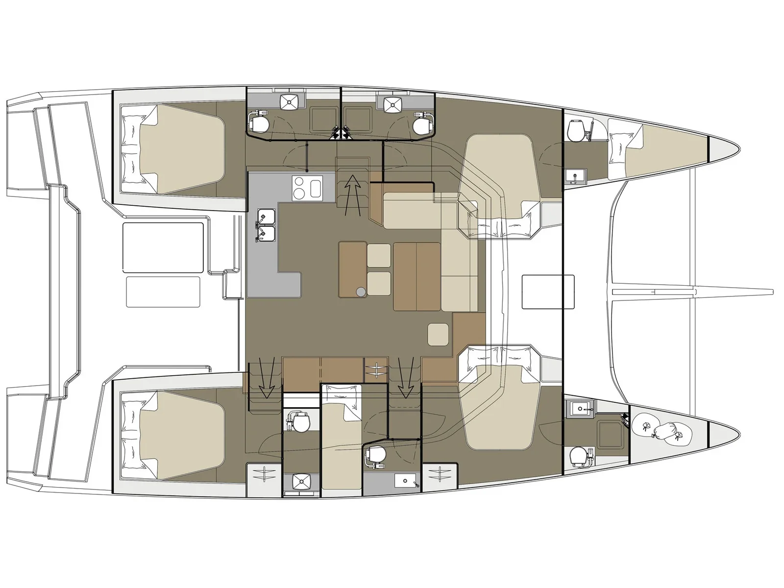 Grundriss der Yacht DUFOUR 48 Catamaran - Oblivion Planet