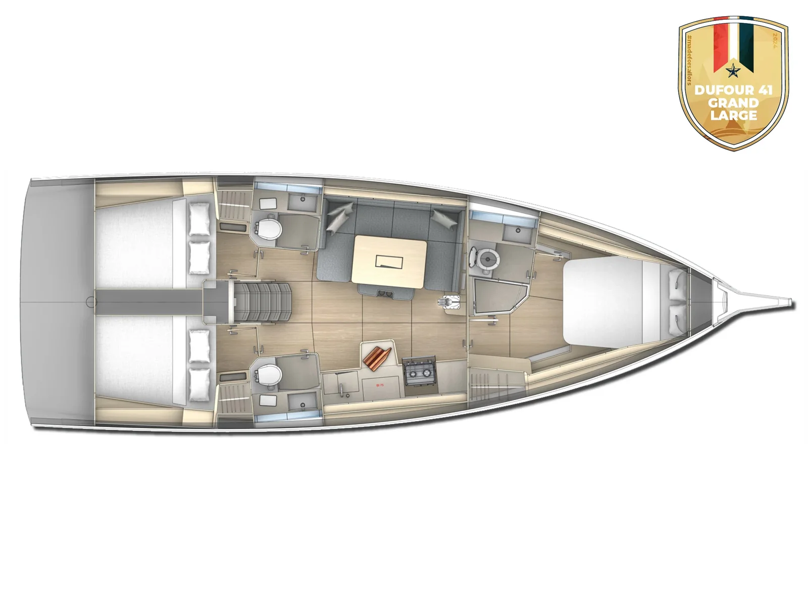 Grundriss der Yacht DUFOUR 41 - Kaya
