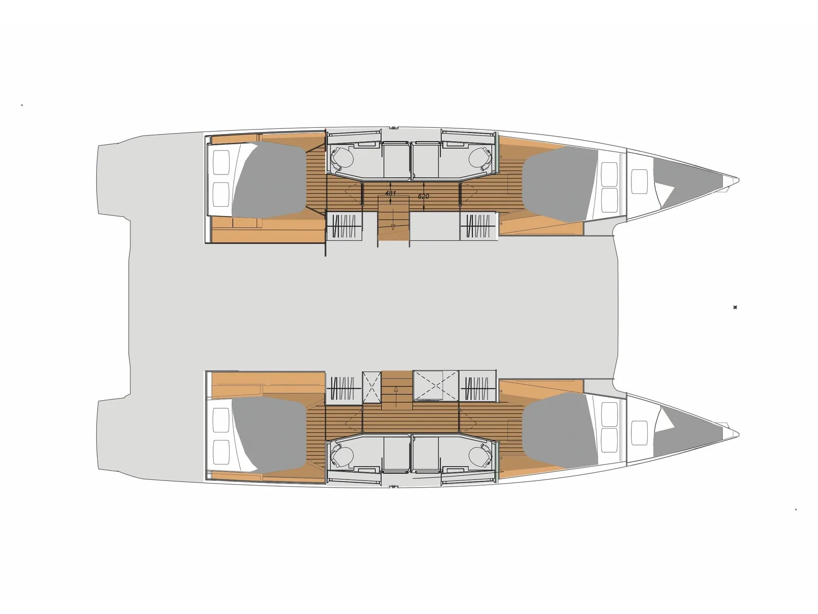 Grundriss der Yacht FOUNTAINE PAJOT Elba 45 - Angie