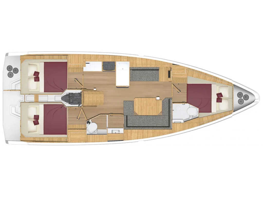 Grundriss der Yacht BAVARIA C38 - Petra