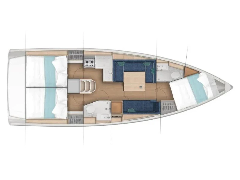 Grundriss der Yacht JEANNEAU Sun Odyssey 380 - Red Kiss