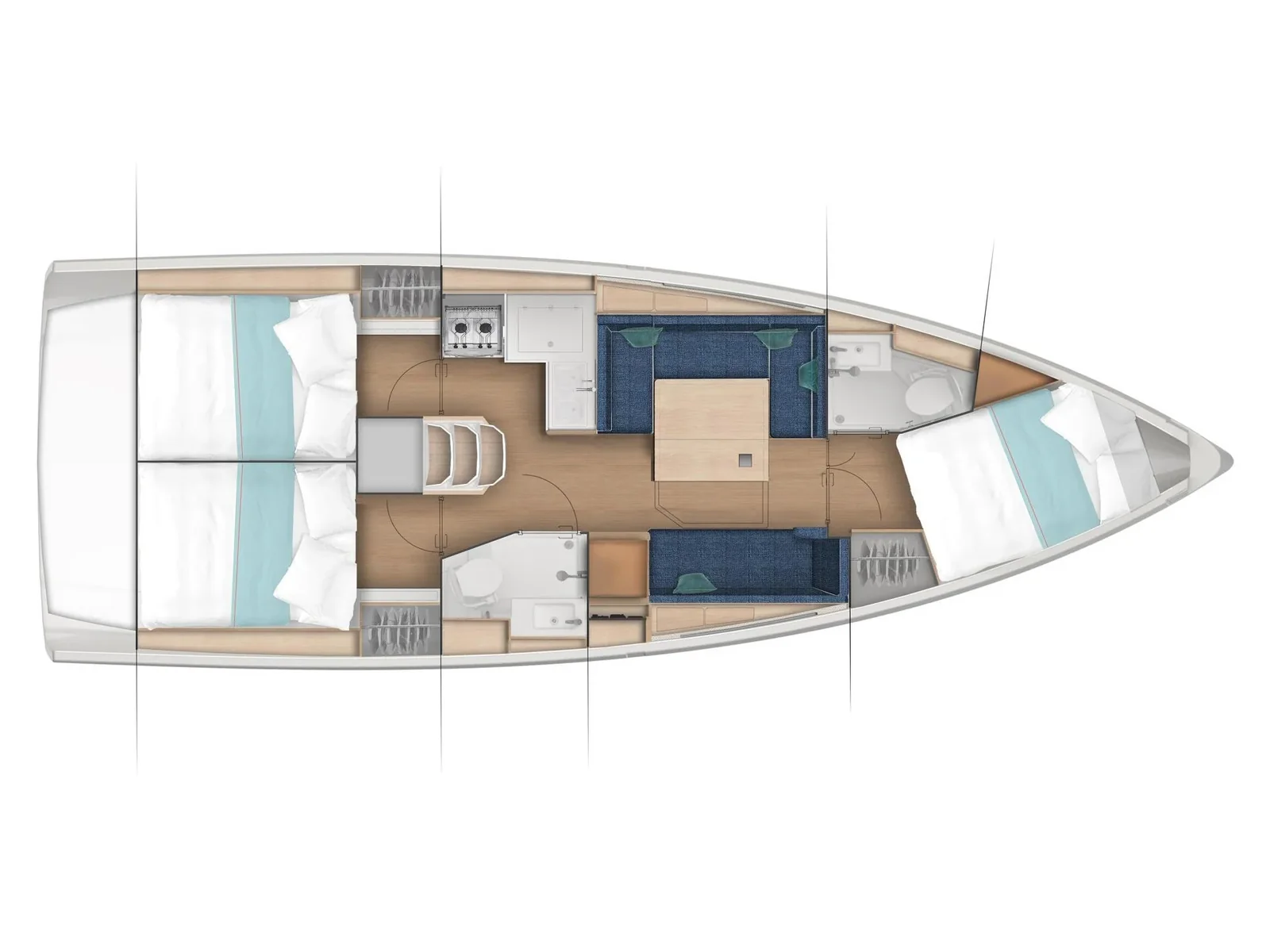 Grundriss der Yacht JEANNEAU Sun Odyssey 380 - Sea Kiss