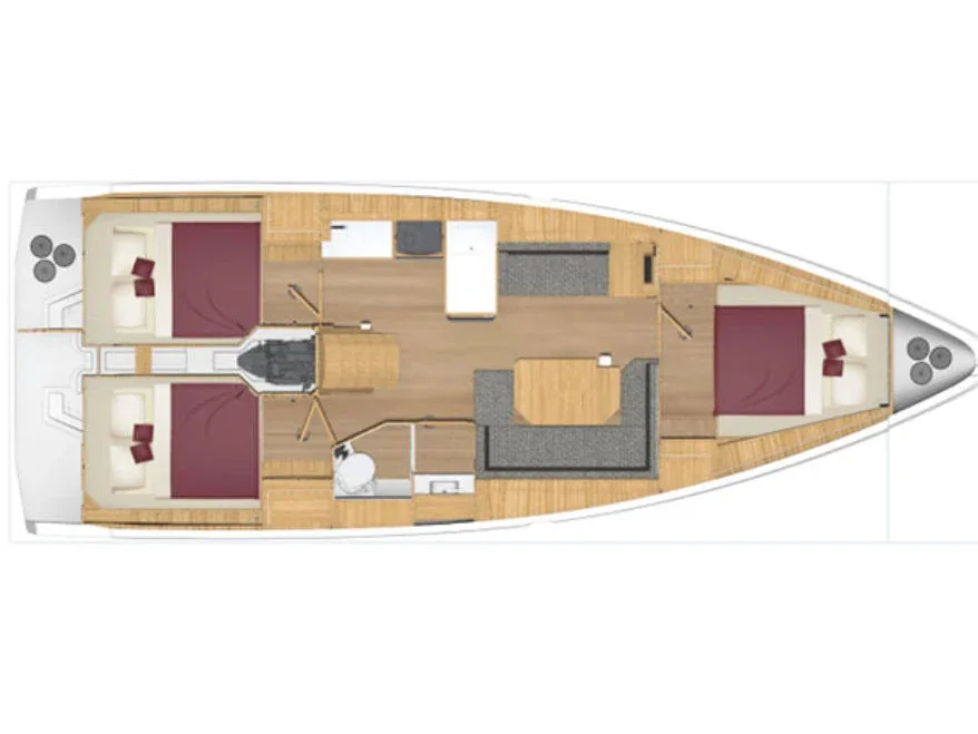 Grundriss der Yacht BAVARIA C38 - Alegria
