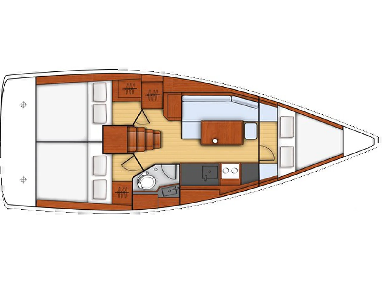 Grundriss der Yacht BENETEAU Oceanis 35 - Lorenzo