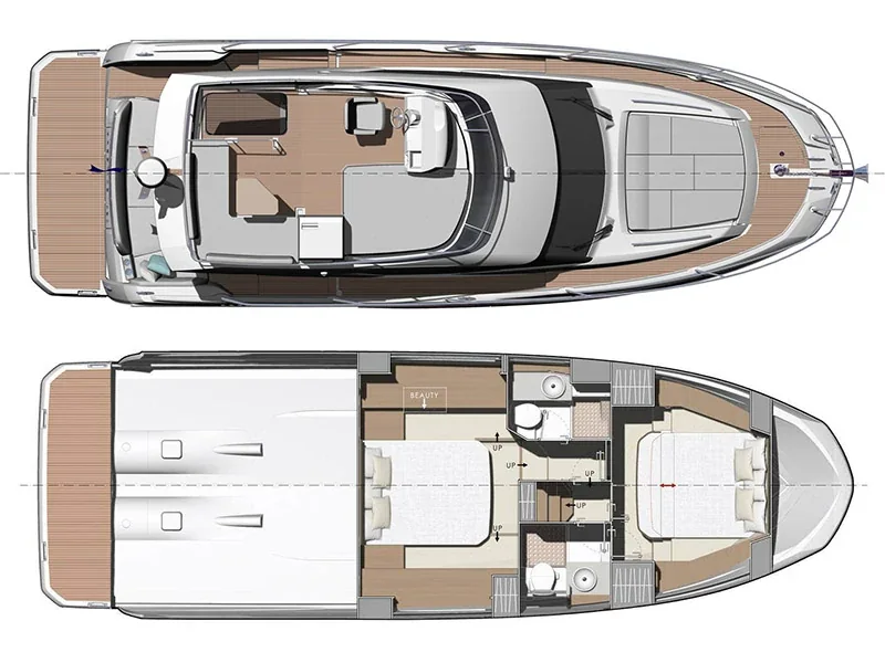 Grundriss der Yacht JEANNEAU Prestige 420 fly - Brigadoon