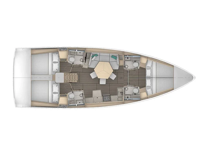 Grundriss der Yacht DUFOUR 44