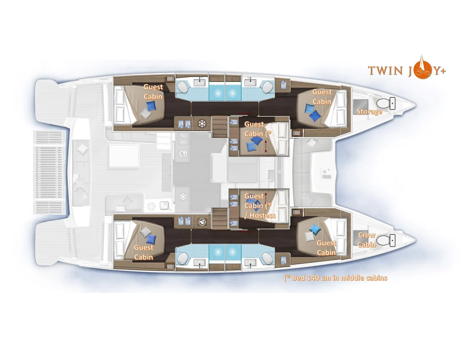 Grundriss der Yacht LAGOON 51 - Twin Joy +