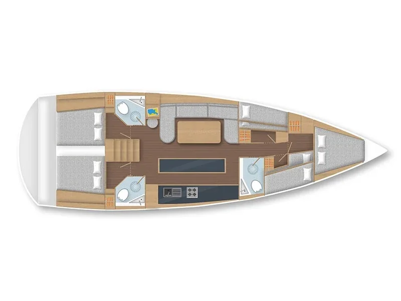 Grundriss der Yacht D & D Yachts 50 I - Prestige I