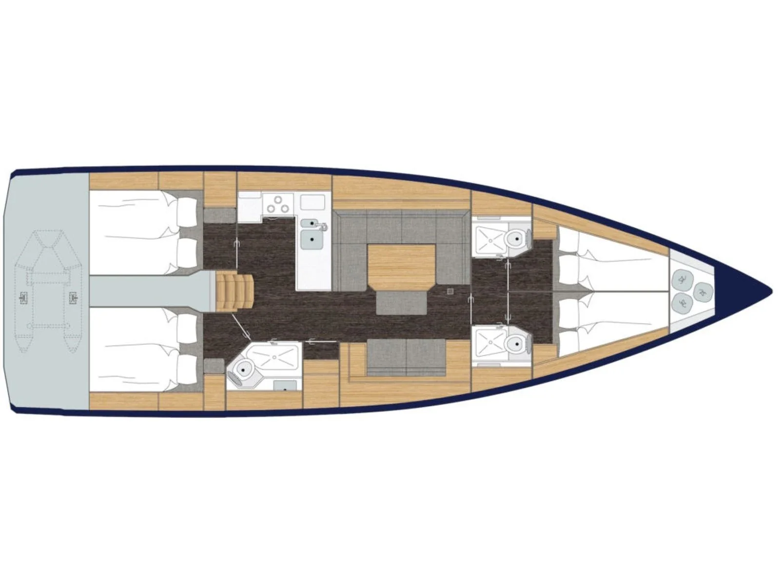 Grundriss der Yacht BAVARIA C45 - Bluna