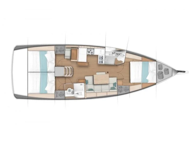 Grundriss der Yacht JEANNEAU Sun Odyssey 440 - Bohemian Rhapsody