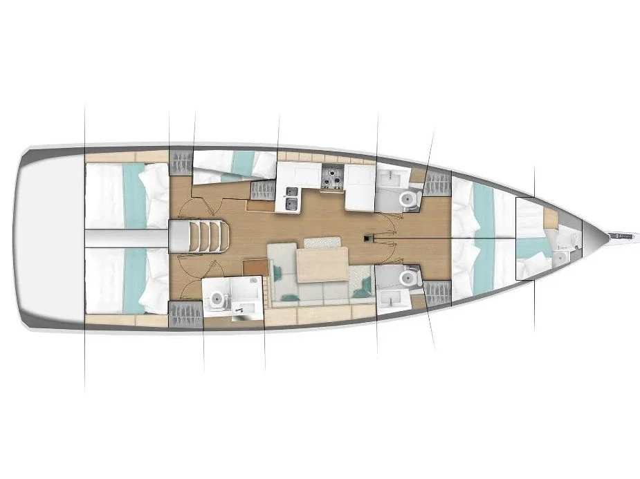 Grundriss der Yacht JEANNEAU Sun Odyssey 490 - Izzy