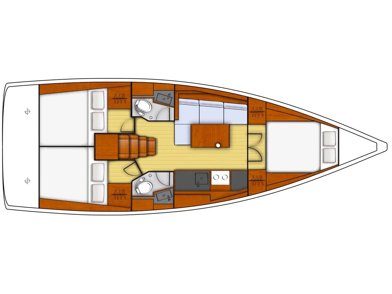 Grundriss der Yacht BENETEAU Oceanis 38.1 - Helena