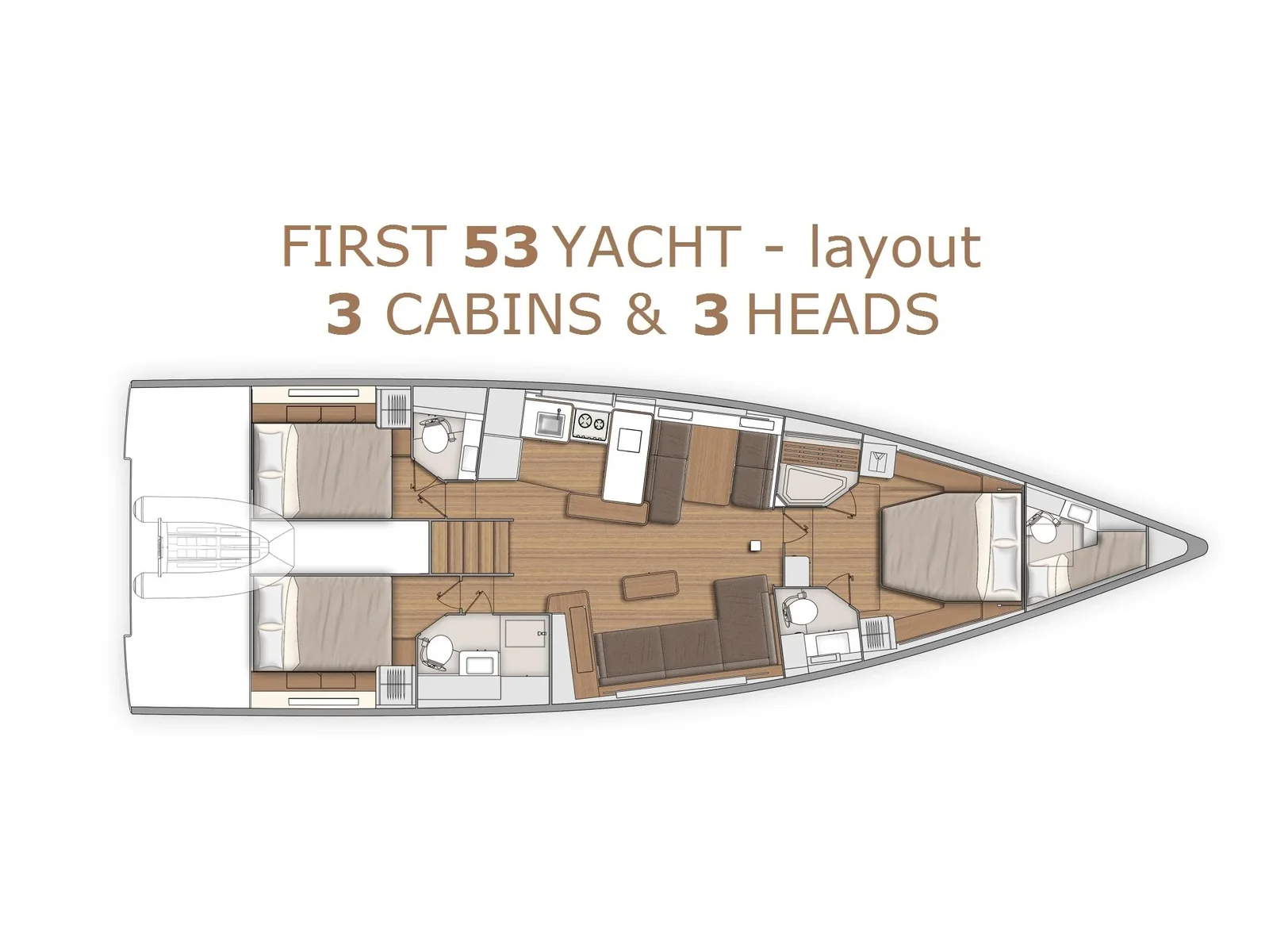 Grundriss der Yacht BENETEAU First 53 - Zenith