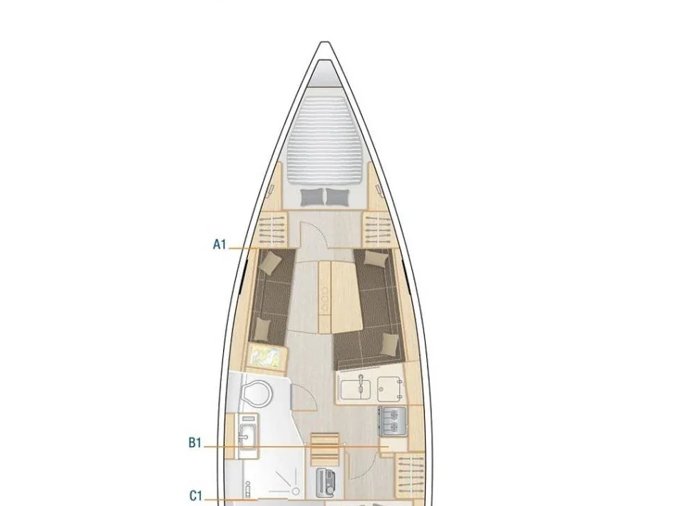 Grundriss der Yacht HANSE 348 - Why Not 19