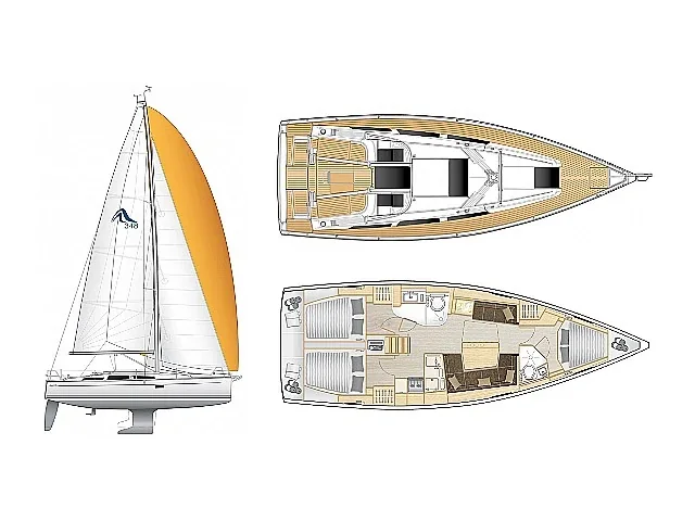 Grundriss der Yacht HANSE 418 - Piranha
