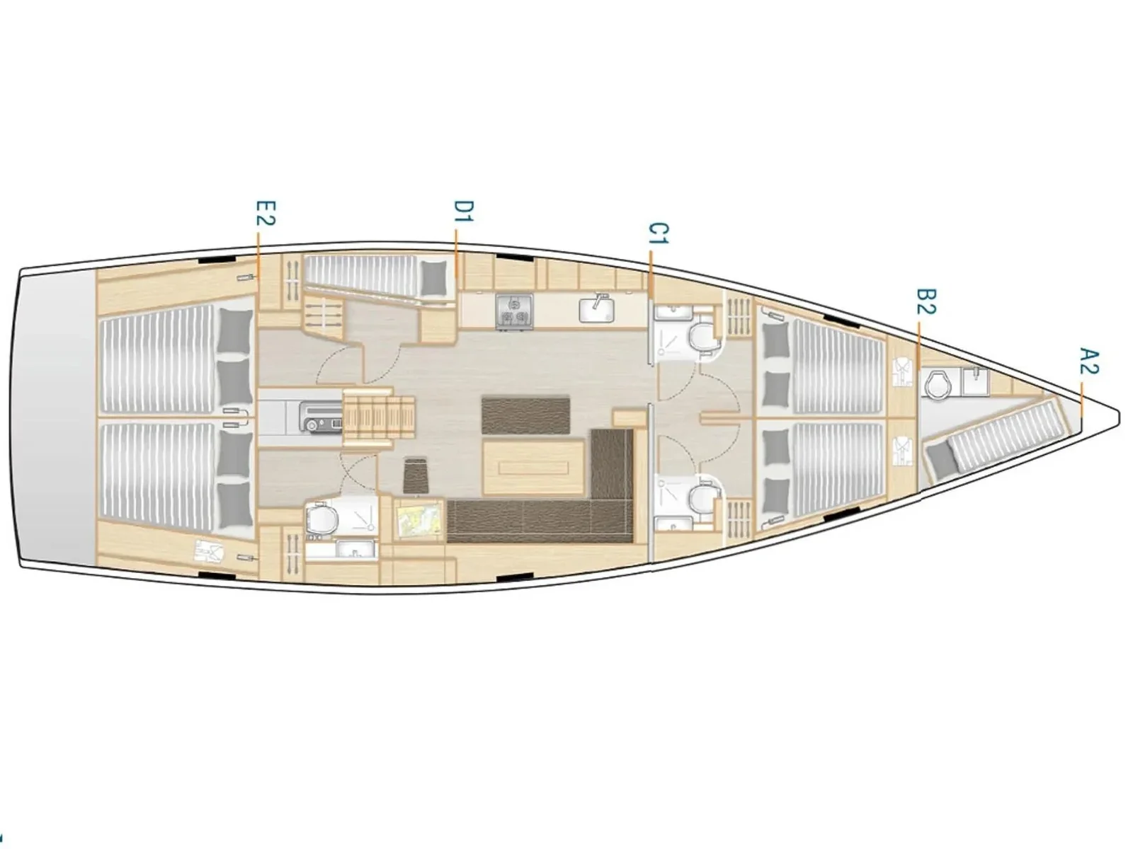 Grundriss der Yacht HANSE 508 - Neraida