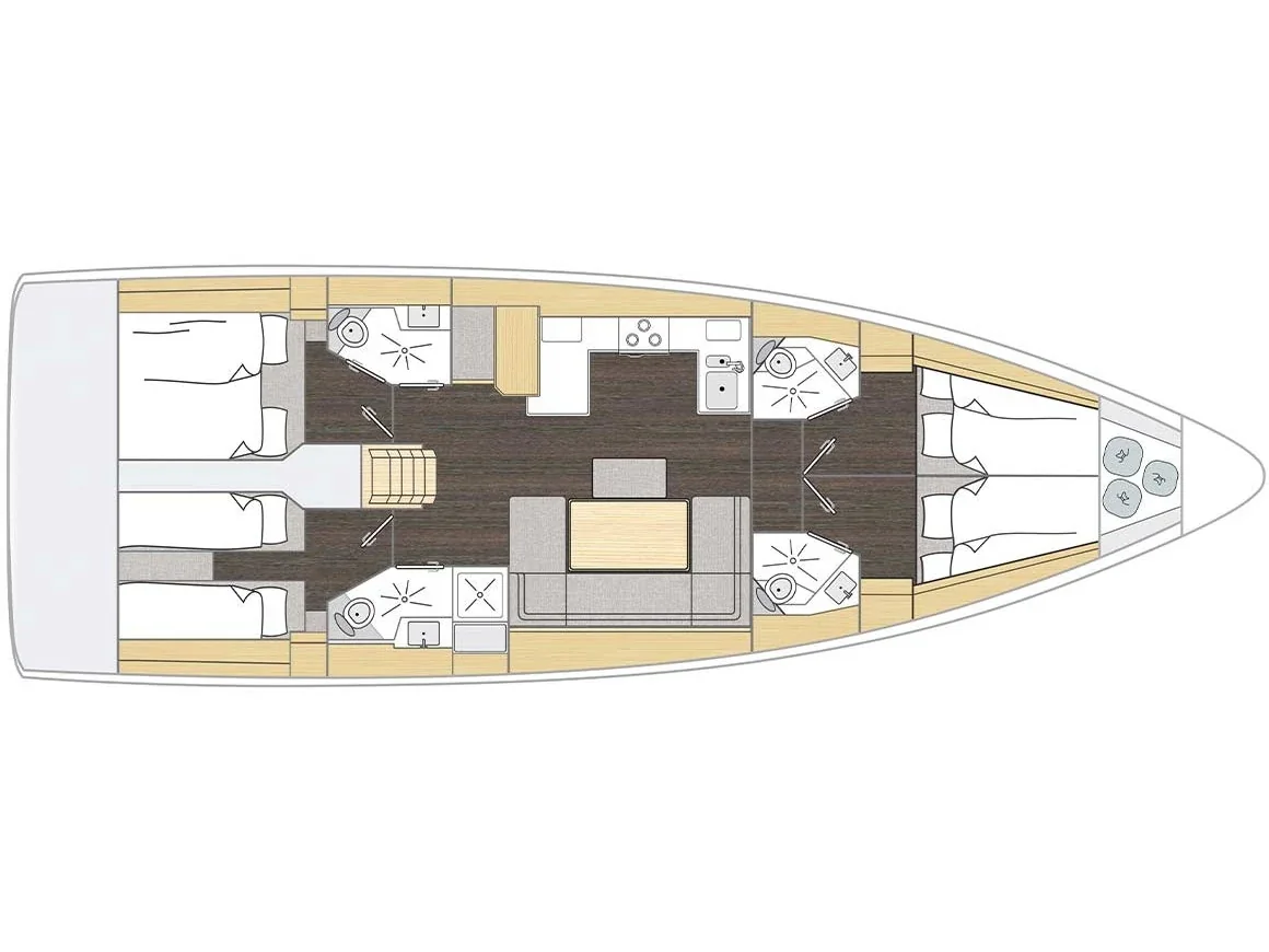 Grundriss der Yacht BAVARIA C46 - Captain Melianos