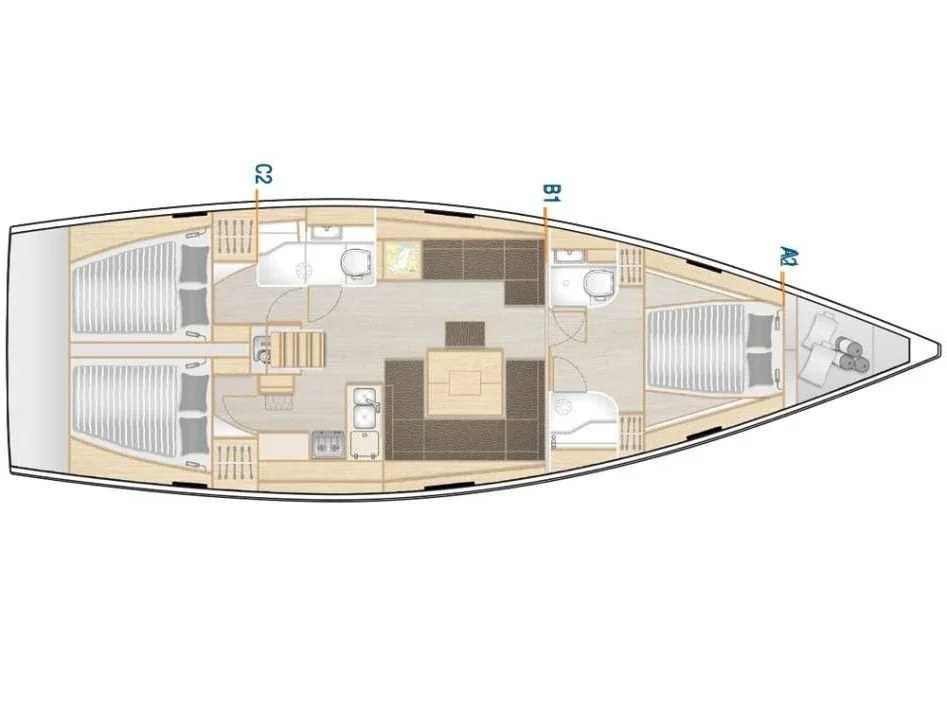 Grundriss der Yacht HANSE 458 - Sea Pearl