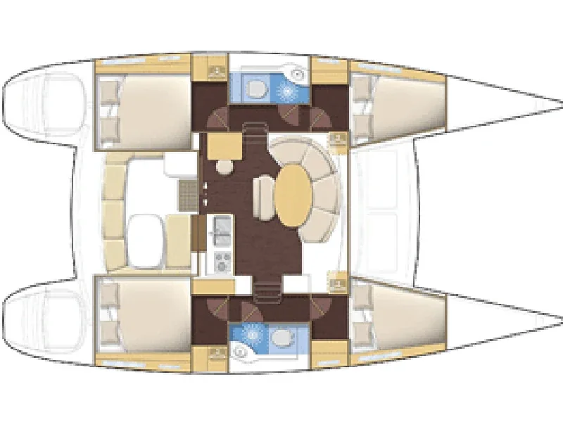 Grundriss der Yacht LAGOON 380 S2 - ThunderCat