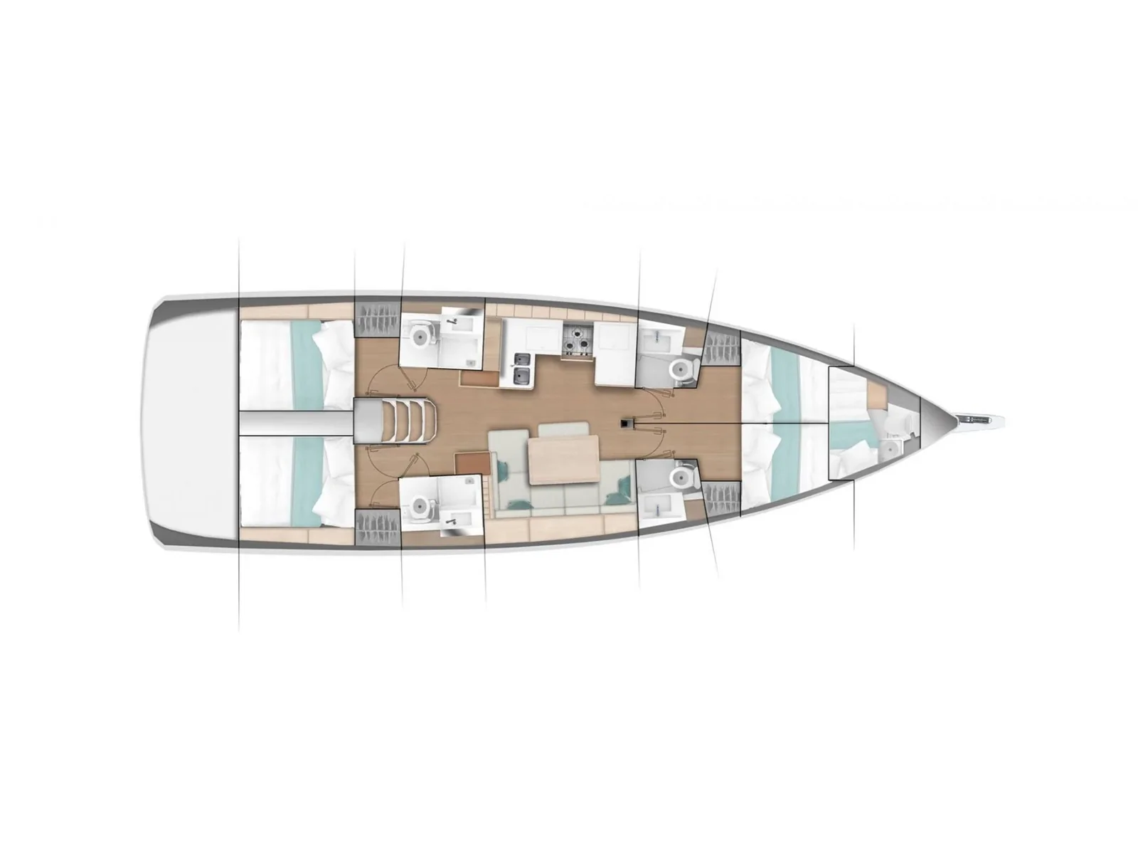 Grundriss der Yacht JEANNEAU Sun Odyssey 490 - Capt. Jack Sparrow